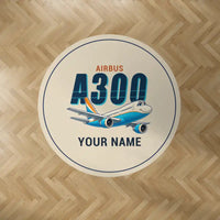 Thumbnail for Airbus A300B2 - Cartoon + Name - Round Carpet - Beige