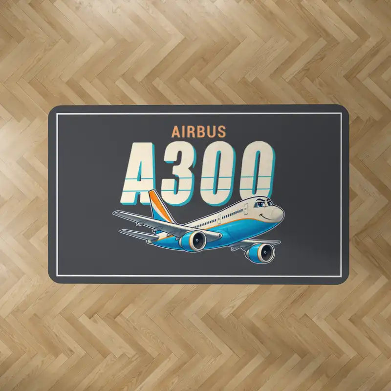 Airbus A300B2 - Cartoon - Rectangle Carpet - Dark Gray