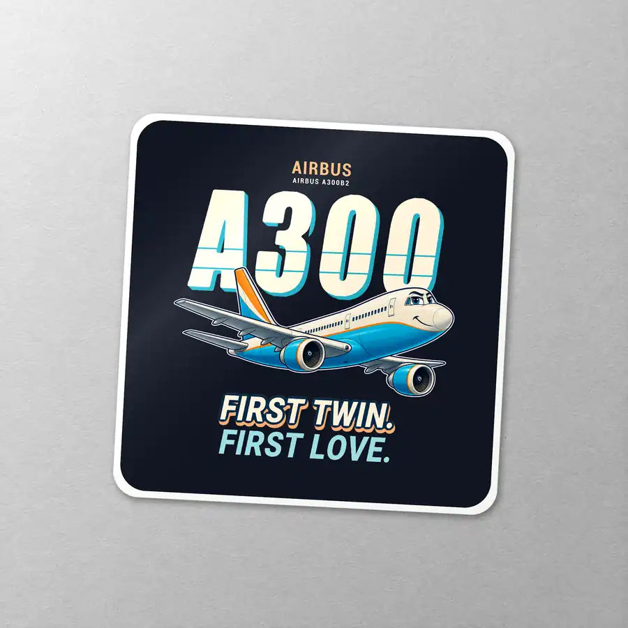 Airbus A300B2 - Cartoon - Square Sticker - Close-up