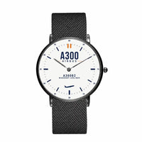 Thumbnail for Airbus A300B2 - Classic - White - Slim Mesh - Black and Stainless Steel Strap