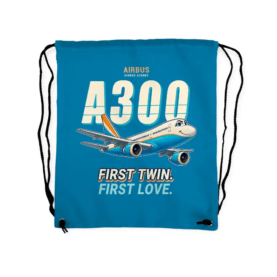 Airbus A300B2 - Drawstring Bag - Cartoon - Light Blue