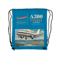 Thumbnail for Airbus A300B2 - Drawstring Bag - Classic - Light Blue