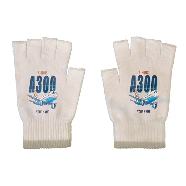 Airbus A300B2 - Gloves - Cut - Cartoon + Name - Beige