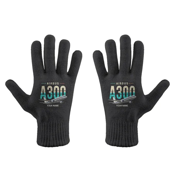 Airbus A300B2 - Gloves - Full - Original + Name - Black