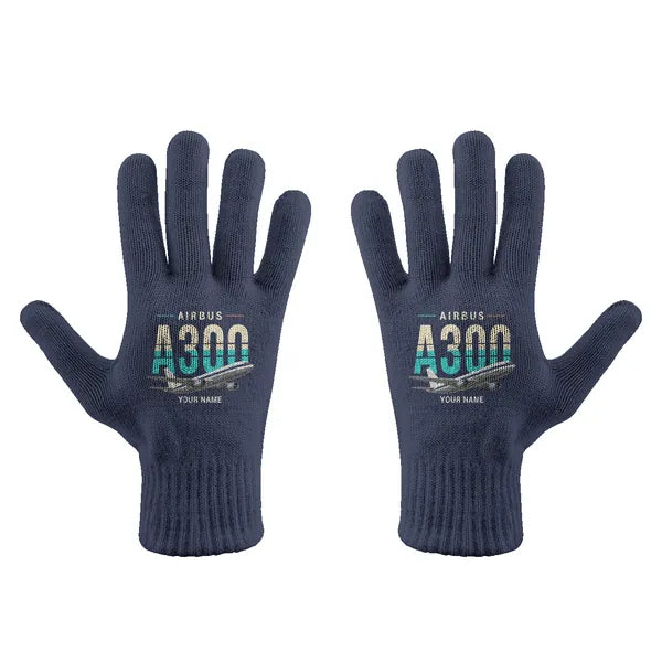 Airbus A300B2 - Gloves - Full - Original + Name - Navy Blue