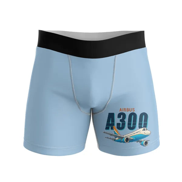 Airbus A300B2 - Men Boxers - Cartoon - Light Blue