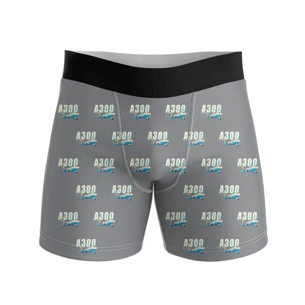 Airbus A300B2 - Men Boxers - Cartoon Pattern - Gray