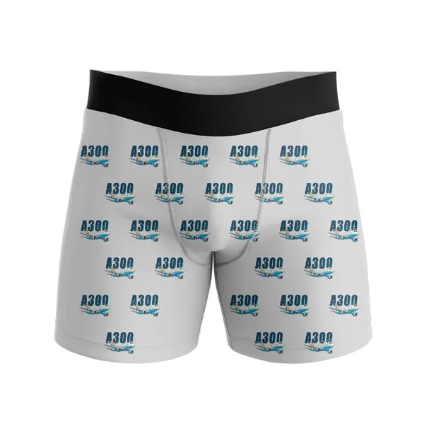 Airbus A300B2 - Men Boxers - Cartoon Pattern - Light Gray