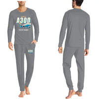 Thumbnail for Airbus A300B2 - Men Pajamas - Cartoon Chest + Name - Gray