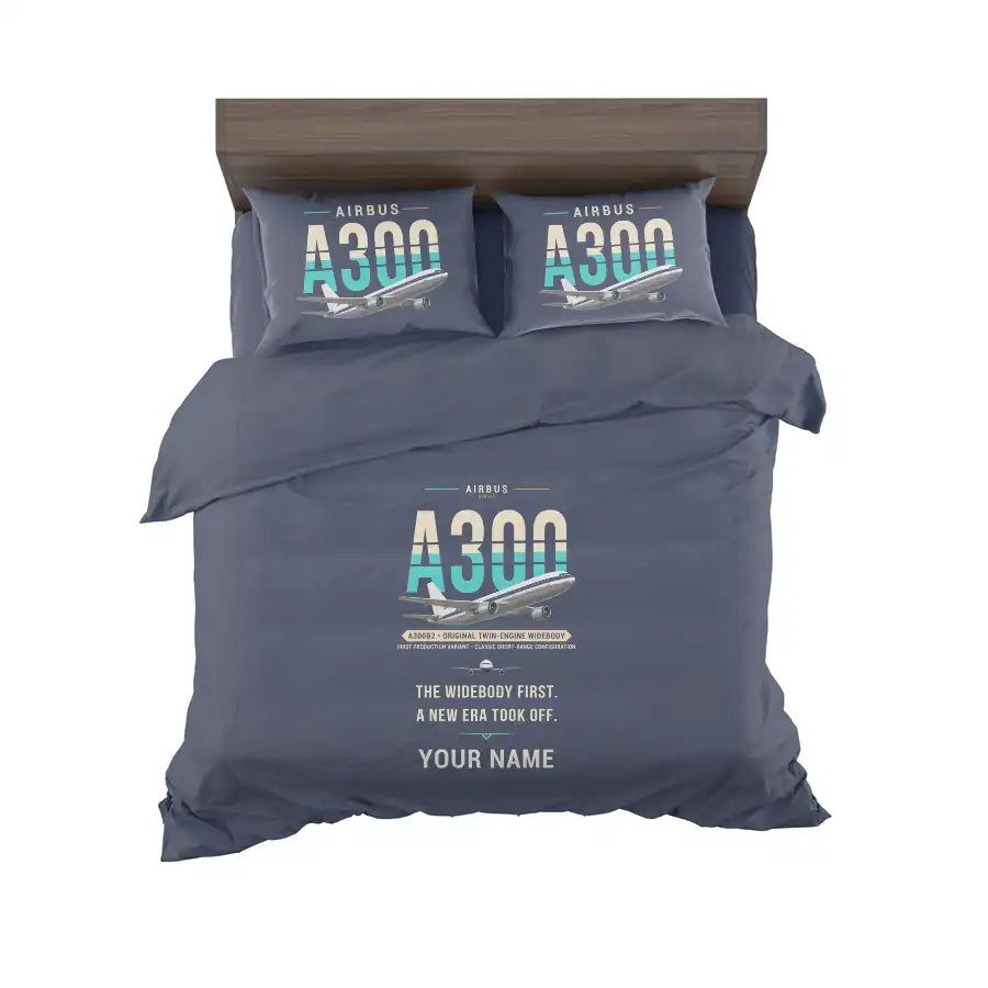 Airbus A300B2 - Original + Name - Bedding Set - Navy Blue