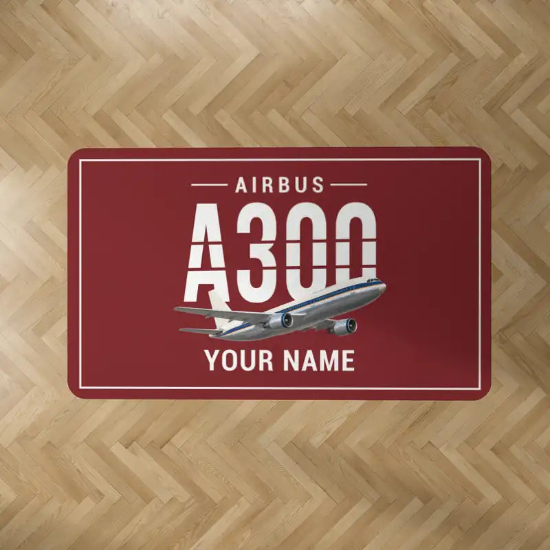 Airbus A300B2 - Original + Name - Rectangle Carpet - Dark Red