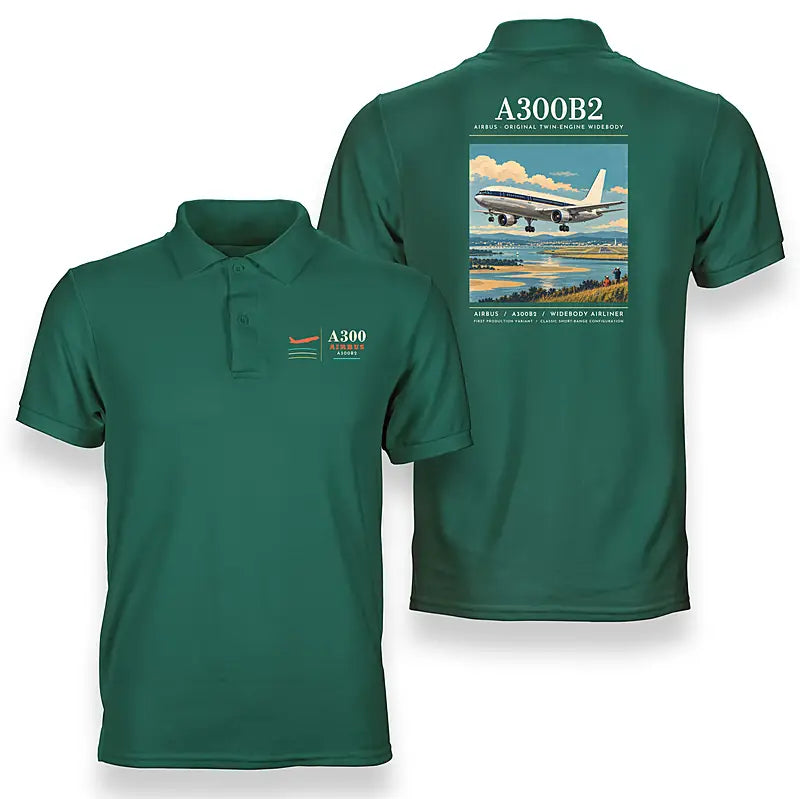 Airbus A300B2 - Poster - Double-Side Polo - Green