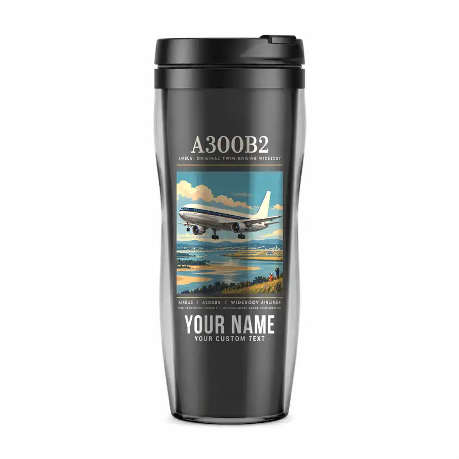 Airbus A300B2 - Poster + Name - Plastic (No Holder) - Gray