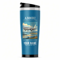 Thumbnail for Airbus A300B2 - Poster + Name - Stainless Steel (No Holder) - Light Blue