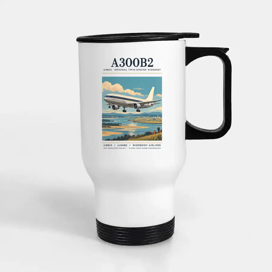 Airbus A300B2 - Poster - Stainless Steel with Holder - White