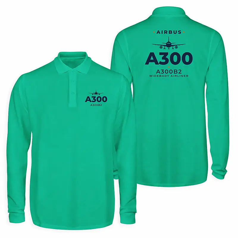 Airbus A300B2 Premium Polo T-Shirts - Heritage - Long Sleeve - Green