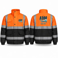 Thumbnail for Airbus A300B2 Reflective Winter Jackets - Cartoon - Orange & Navy