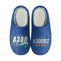 Thumbnail for Airbus A300B2 - Slippers - Cotton - Cartoon + Name - Blue