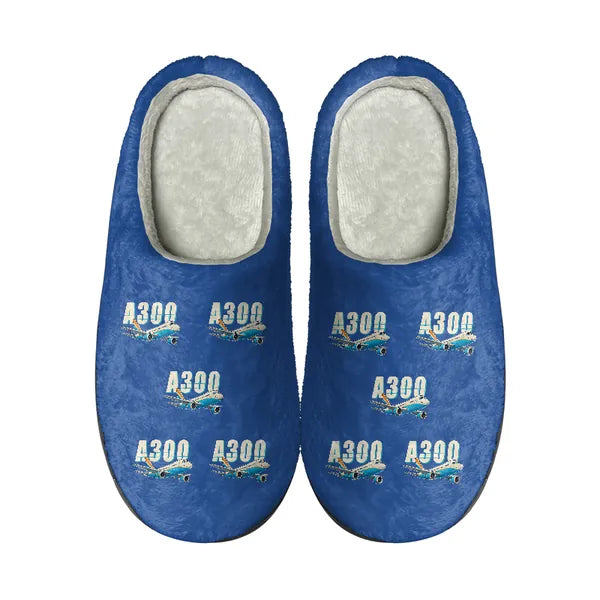Airbus A300B2 - Slippers - Cotton - Cartoon Pattern - Blue