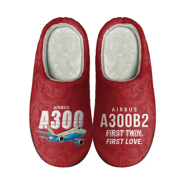 Airbus A300B2 - Slippers - Cotton - Cartoon - Red