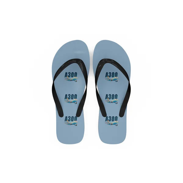 Airbus A300B2 - Slippers - Flip Flops - Cartoon Pattern - Light Blue