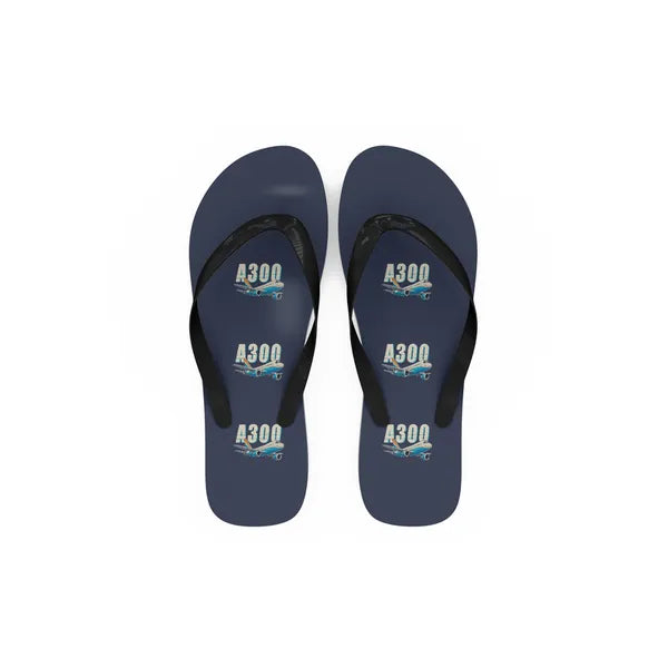 Airbus A300B2 - Slippers - Flip Flops - Cartoon Pattern - Navy Blue