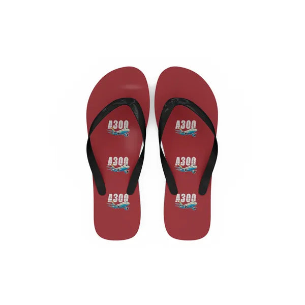 Airbus A300B2 - Slippers - Flip Flops - Cartoon Pattern - Red
