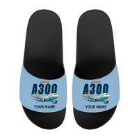 Thumbnail for Airbus A300B2 - Slippers - Sport - Cartoon + Name - Light Blue