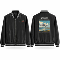 Thumbnail for Airbus A300B2 Stylish Jackets - Baseball Collar - Poster - Black