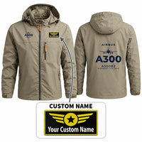 Thumbnail for Airbus A300B2 Stylish Jackets - Hooded Windbreaker - Heritage + Name - Khaki