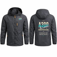 Thumbnail for Airbus A300B2 Stylish Jackets - Hooded Windbreaker - Original - Charcoal