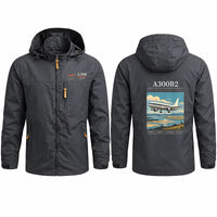 Thumbnail for Airbus A300B2 Stylish Jackets - Hooded Windbreaker - Poster - Charcoal