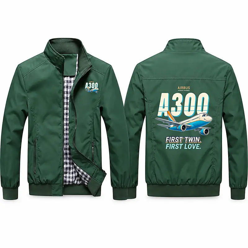 Airbus A300B2 Stylish Jackets - Stand Collar - Cartoon - Green