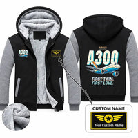 Thumbnail for Airbus A300B2 Zipped Sweatshirts - Cartoon + Name - Black & Gray