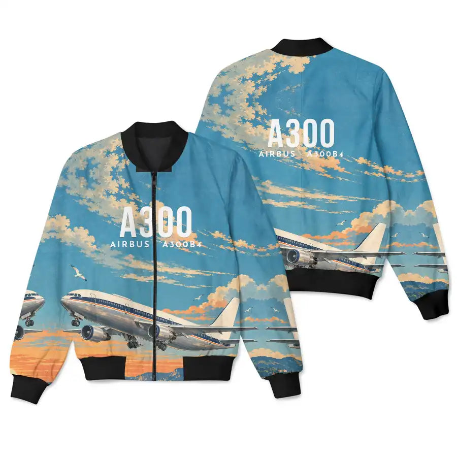 Airbus A300B4 3D All-Over Print Clothing - Bomber Jacket - 3D