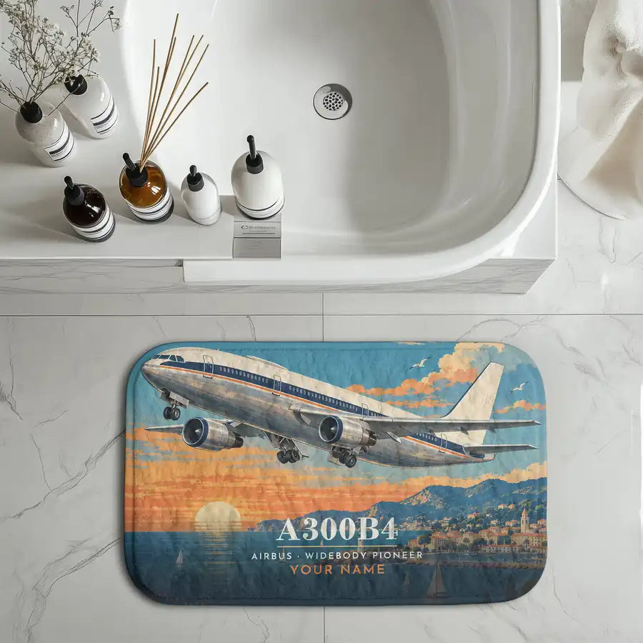 Airbus A300B4 - 3D + Name - Bath Mat