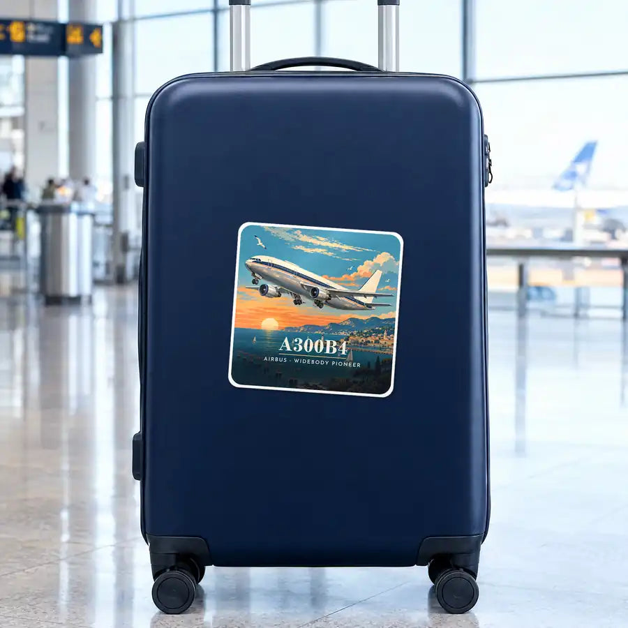 Airbus A300B4 - 3D - Square Sticker - Suitcase