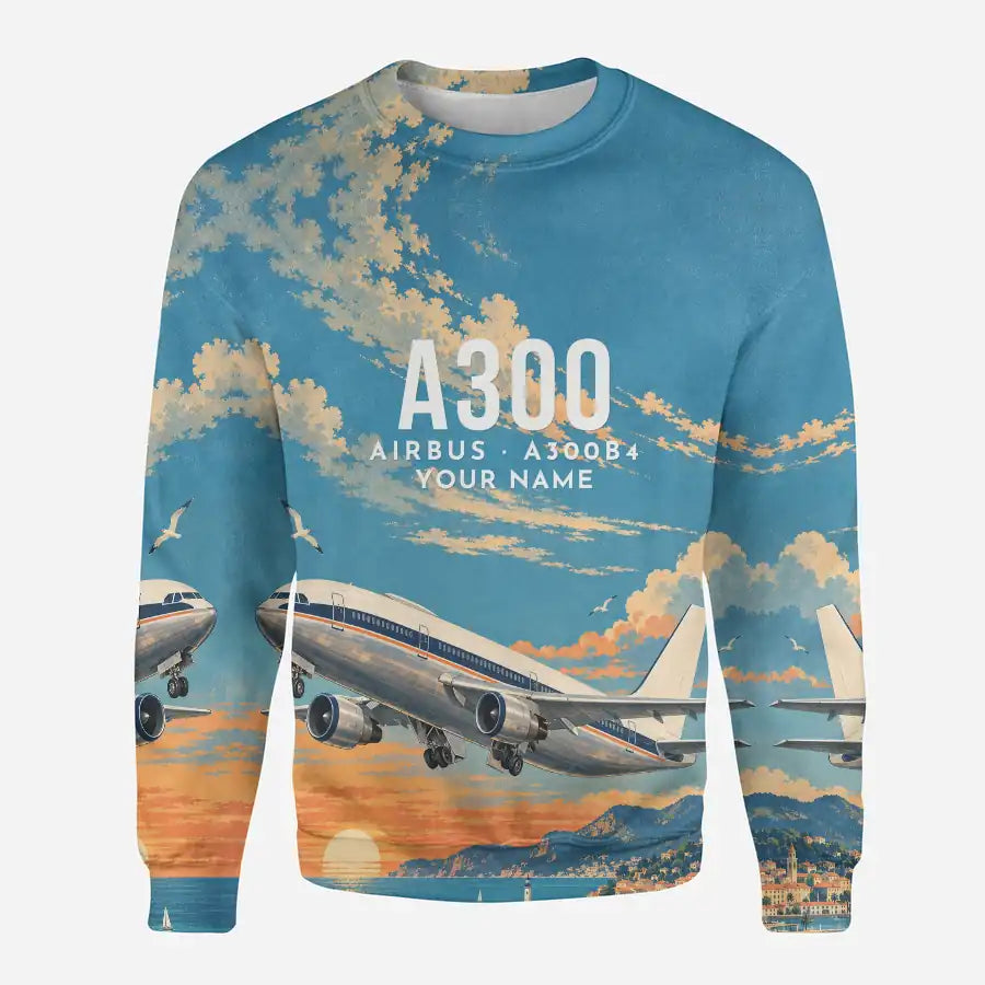 Airbus A300B4 3D All-Over Print Clothing - Sweatshirt - 3D + Name