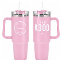 Thumbnail for Airbus A300B4 - 40oz Car Mug - Tag + Name - Pink