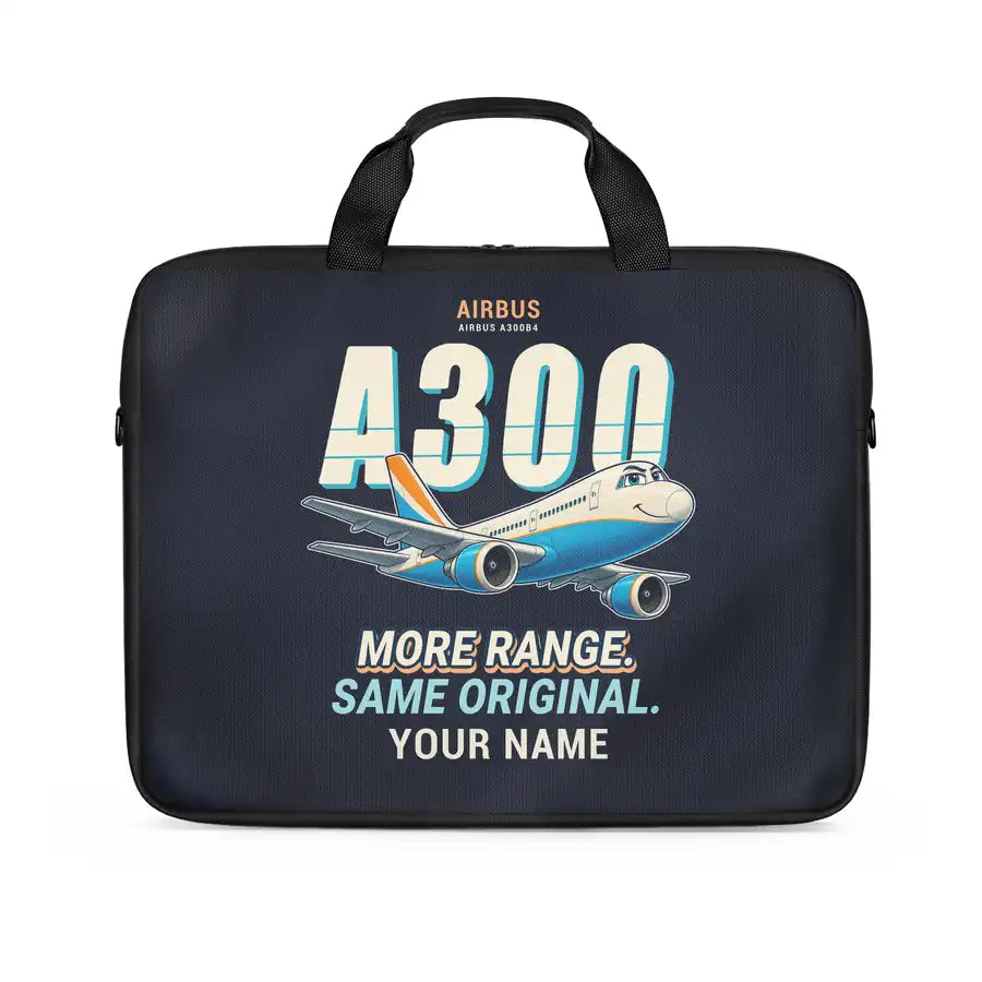 Airbus A300B4 - Cartoon + Name - Laptop Bag