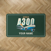 Thumbnail for Airbus A300B4 - Cartoon + Name - Rectangle Carpet - Dark Green
