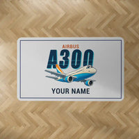 Thumbnail for Airbus A300B4 - Cartoon + Name - Rectangle Carpet - Light Gray