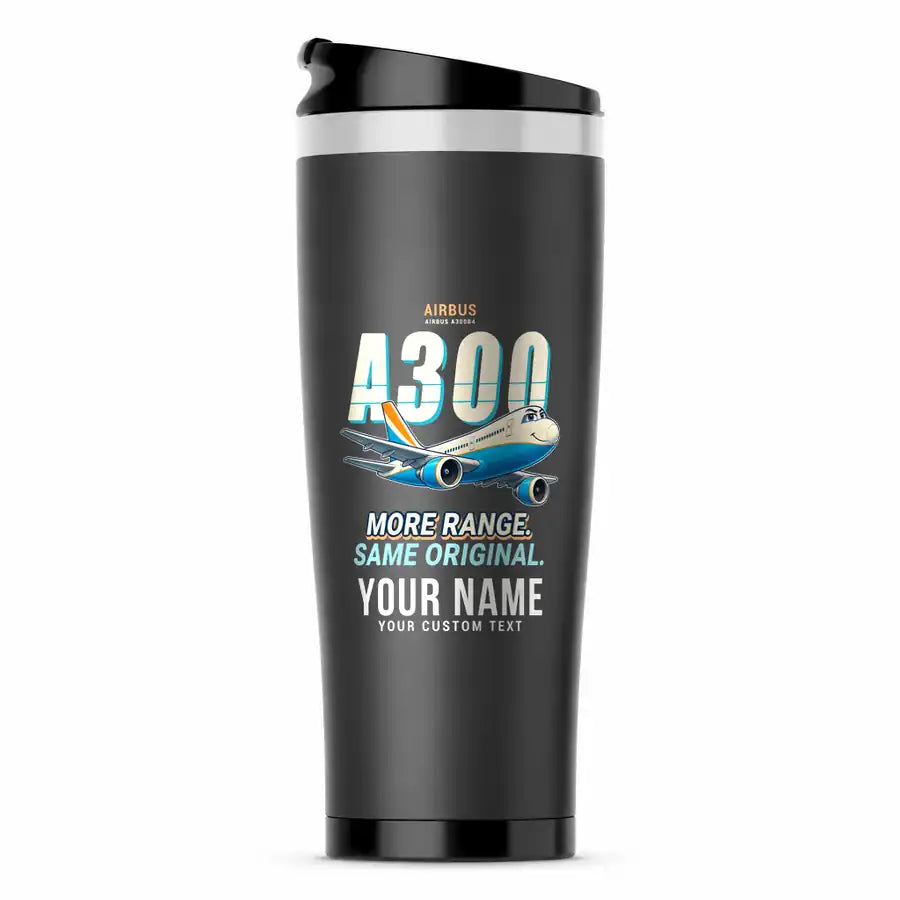 Airbus A300B4 - Cartoon + Name - Stainless Steel (No Holder) - Gray