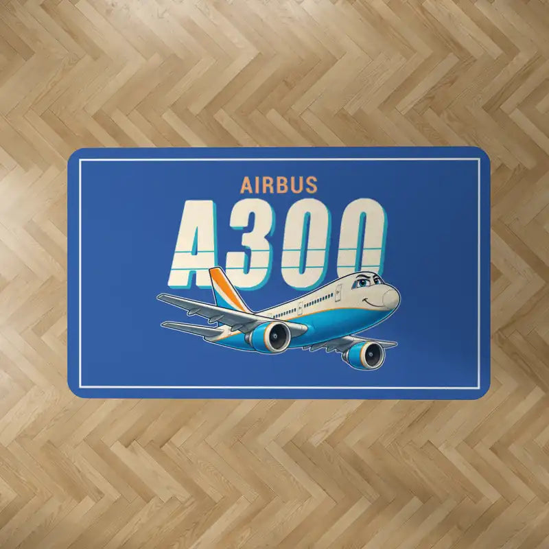 Airbus A300B4 - Cartoon - Rectangle Carpet - Blue