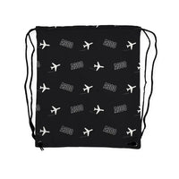 Thumbnail for Airbus A300B4 - Drawstring Bag - 3D Pattern - Black