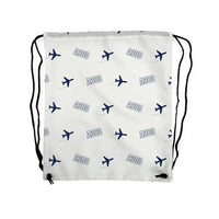 Thumbnail for Airbus A300B4 - Drawstring Bag - 3D Pattern - White