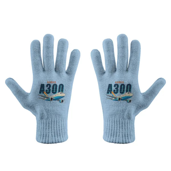 Airbus A300B4 - Gloves - Full - Cartoon - Light Blue