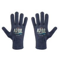 Thumbnail for Airbus A300B4 - Gloves - Full - Cartoon + Name - Navy Blue