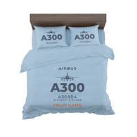 Thumbnail for Airbus A300B4 - Heritage + Name - Bedding Set - Light Blue