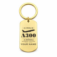Thumbnail for Airbus A300B4 - Key Chain - Heritage + Name - Gold